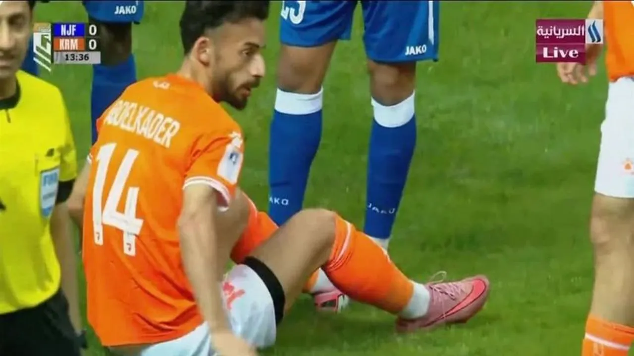 إصابة أحمد عبد القادر في ليلة فوز الكرمة بثلاثية على النجف بالدوري العراقي.